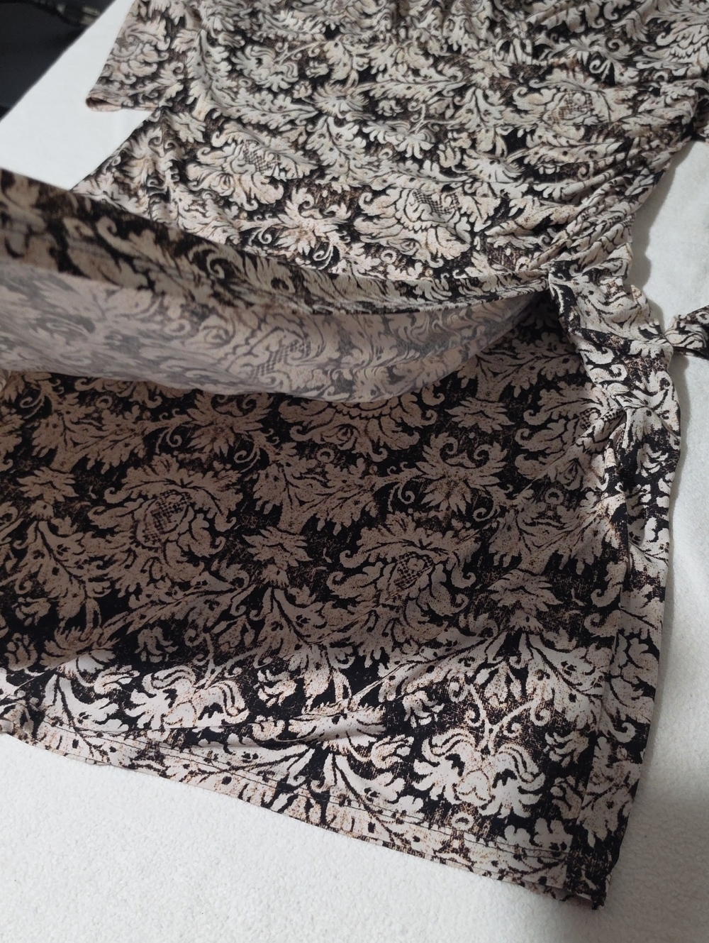 Glamour Beige and Black Floral Wrap Midi Dress Size 14. - Picture 10 of 12